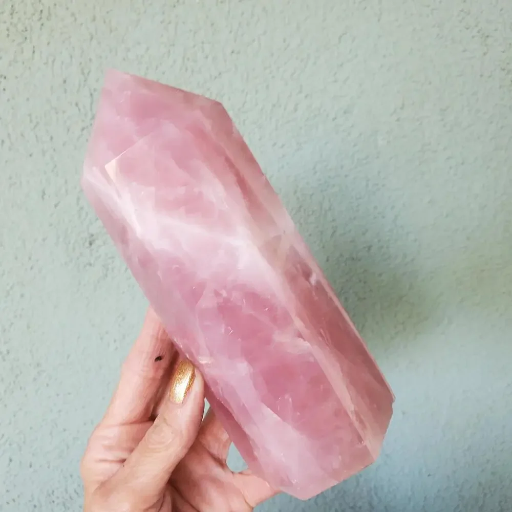 Rose Quartz Deep Dark Pink Flashy Crystal Large Tower 868 grams
